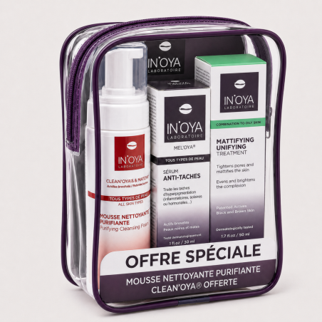 trousse anti taches, mousse, sérum anti taches, peau grasse