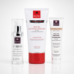 Pack IN’OYA peaux normales à sèches : routine anti-taches complète pour hydrater et unifier le teint.